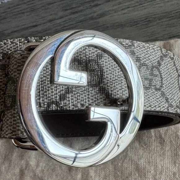 NWT Gucci Supreme GG Silver Monogram Belt (90) - Picture 3 of 8